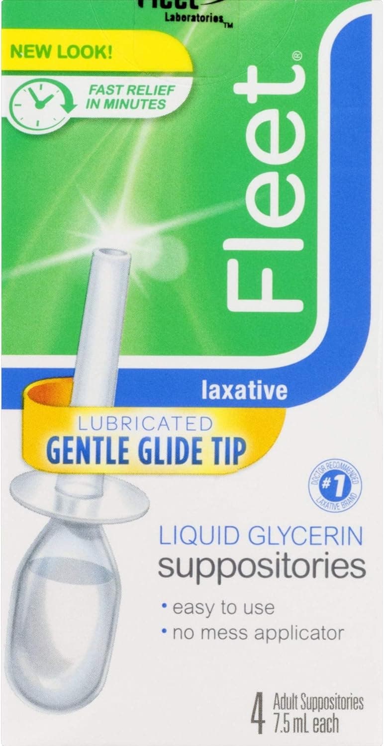 Fleet Liquid Glycerin Suppositories for Adult Constipation, 7.5 mL, 4 Bottles (4 Pack)
