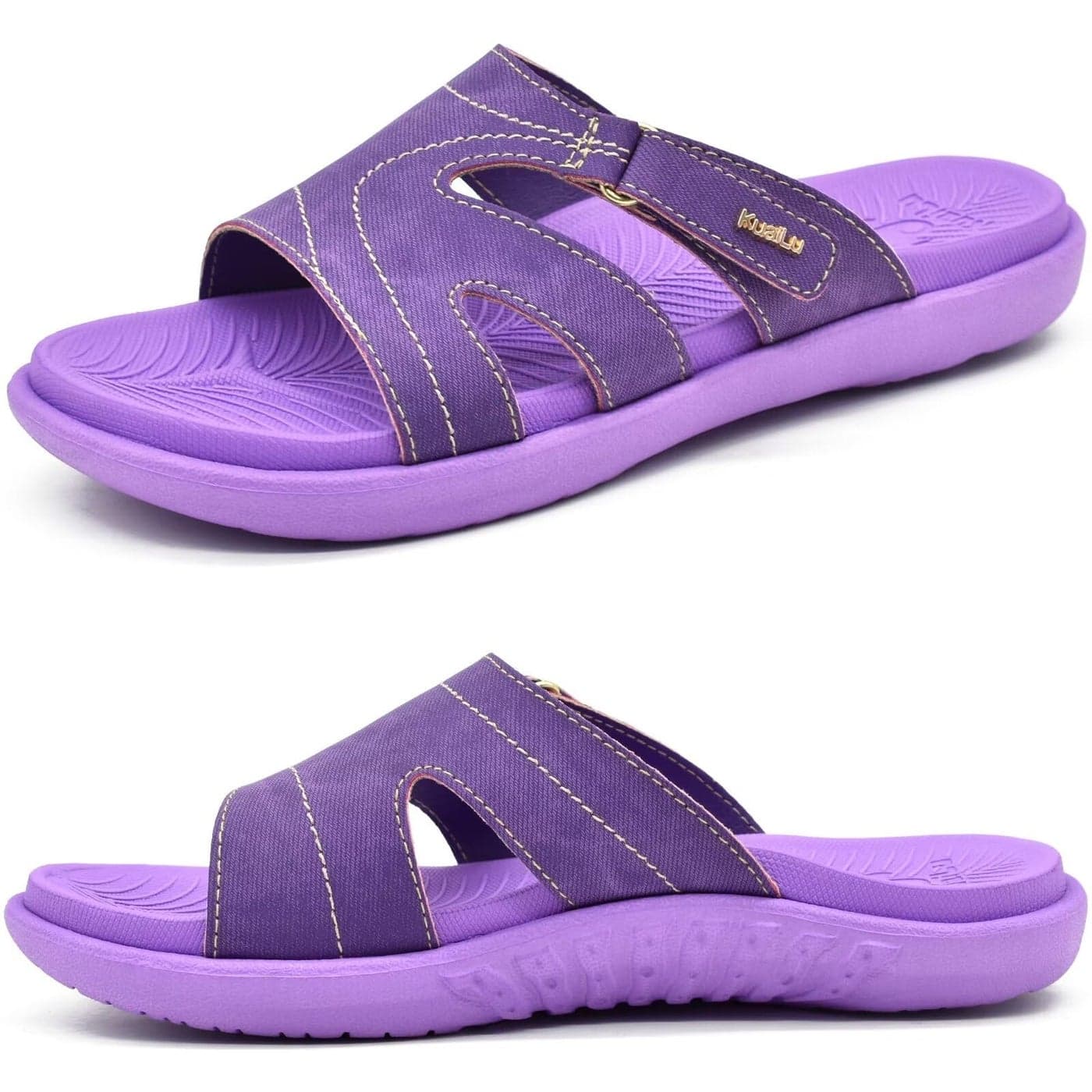 KuaiLu Womens Fashion Orthotic Slides Ladies Lightweight Athletic Yoga Mat Walking Sandals Slip On Thick Cushion Recovery Slippers Sandles Comfortable Plantar Fasciitis Arch Support Purple Size 8
