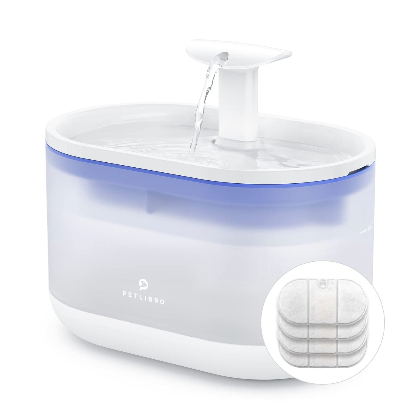 PETLIBRO Cat Water Fountain, 71fl oz/2.1L Ultra Quiet Pet Water Fountain for Cats Inside, BPA-Free, Two Flow Modes,Visible Water Level Cat Fountain Water Bowl, Dog Water Dispenser with 4 Large Filters