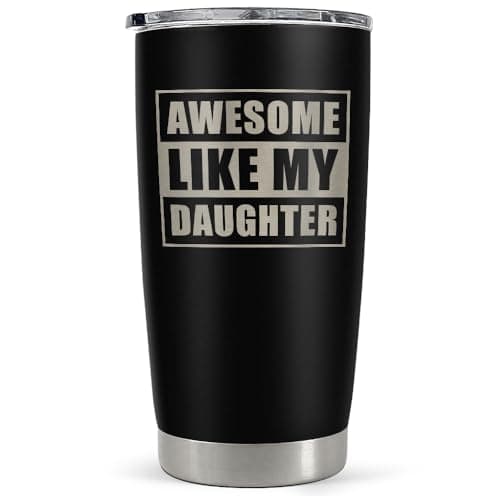 SANDJEST Gift from Daughter to Dad - 20oz Tumbler with Lid for Father - Insulated Stainless Steel Mug - Funny Coffee Mug for Outdoor Travel Sport Office, Gifts for Birthday Father’s Day