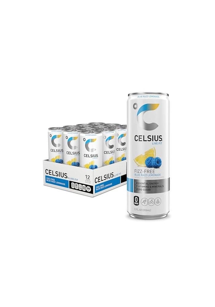 CELSIUS Fizz Free Blue Razz Lemonade Sugar Free Energy Drink 12 Fl Oz Pack of 12