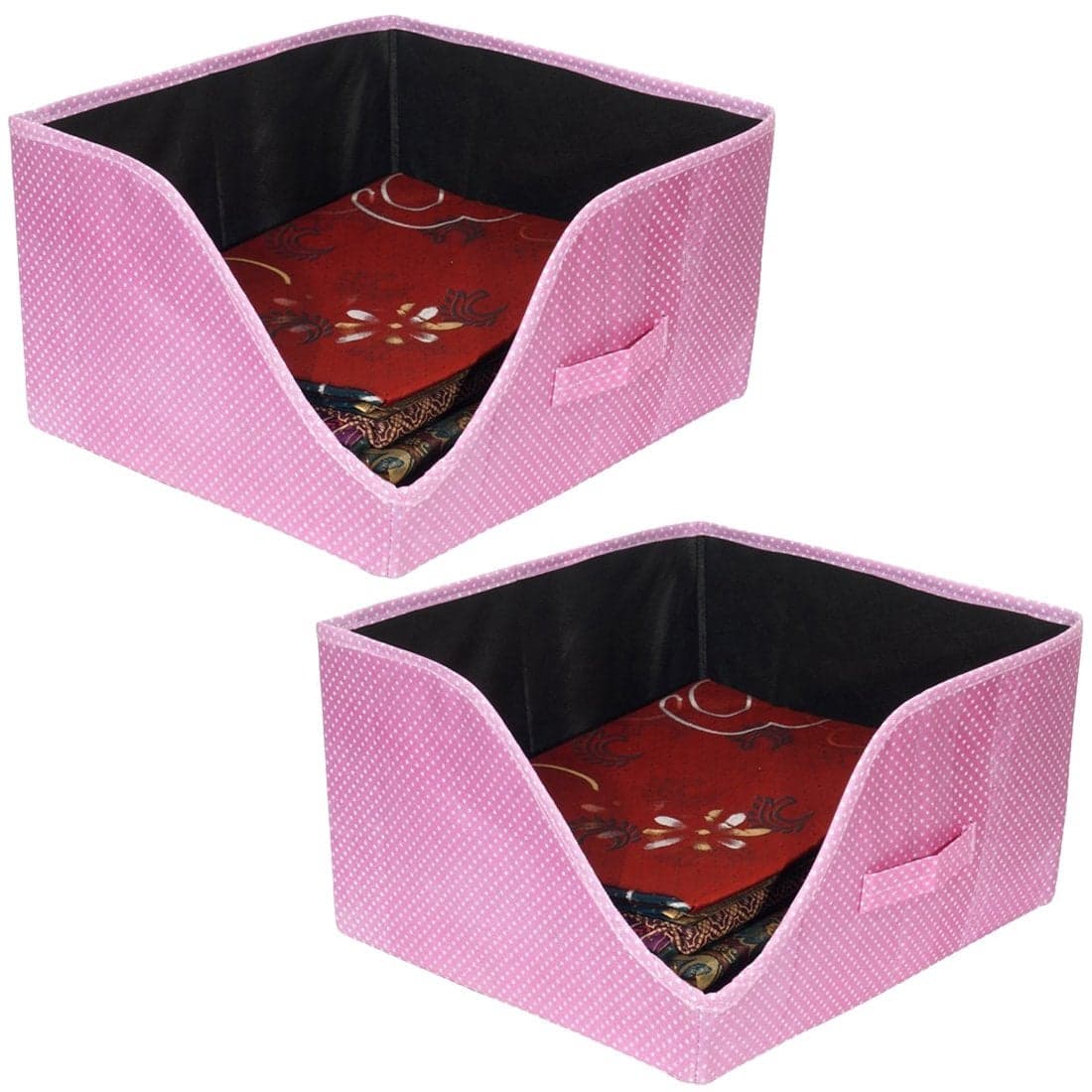 PrettyKrafts 2 Pcs Non Woven Shirt StackerCloth Organizer for StorageCloset Wardrobe Organizer for StorageFoldable Shirt Organizer Cloth Storage Box Pink 37x42x23 cm