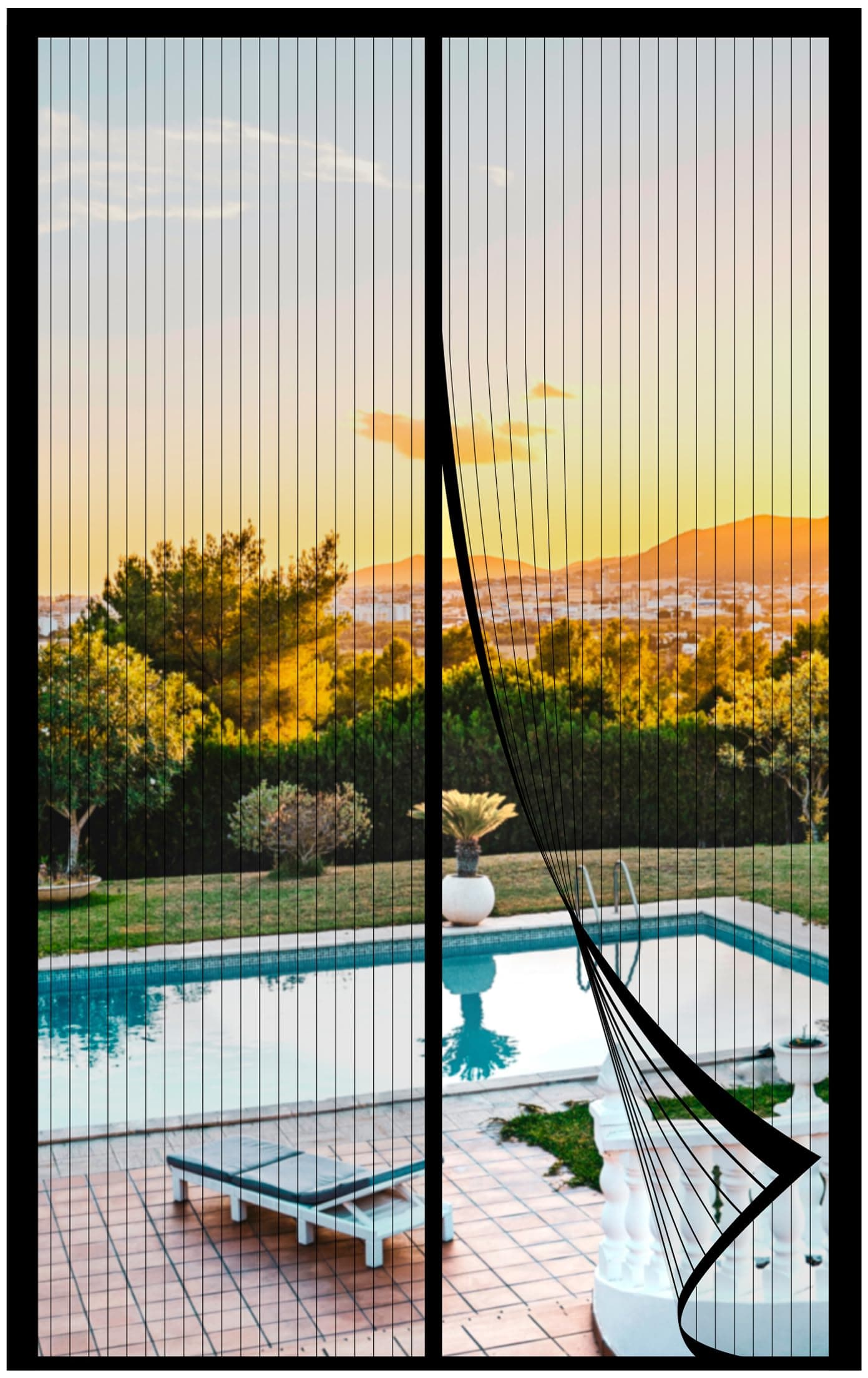 METAONLY Magnetic Screen Door Mesh 38 x 98 Fits 36 x 96 Door Size Works for Patio Sliding Door Keeps Bug Mosquito Out Fresh Air Flow Black