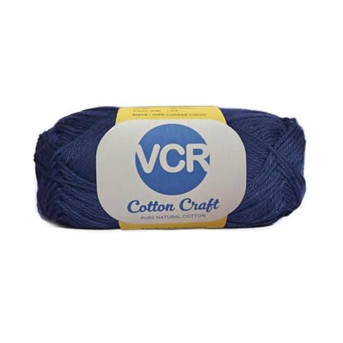 VCR 8Ply Navy Blue Cotton Craft Yarn, 100 Grams Hank, 160 Meters Length, Cotton Combed Ball for Crochet and Knitting, Pack of 1 Yarn, Suitable for DIY Crafts