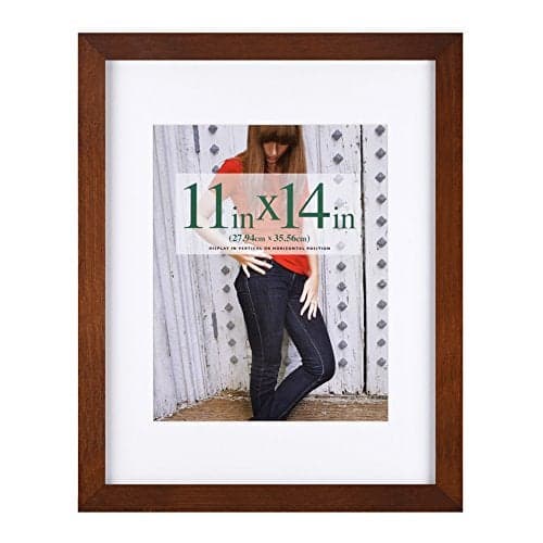 RPJC 11x14 Picture Frames Made of Solid Wood and High Definition Glass Display Pictures 8x10 with Mat or 11x14 Without Mat for Wall Mounting Photo Frame Brown