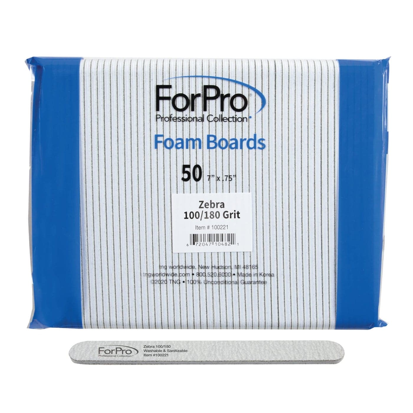 ForPro Professional Collection Zebra Foam Board 100180 Grit DoubleSided Manicure Nail File 7 L x 75 W 50Count