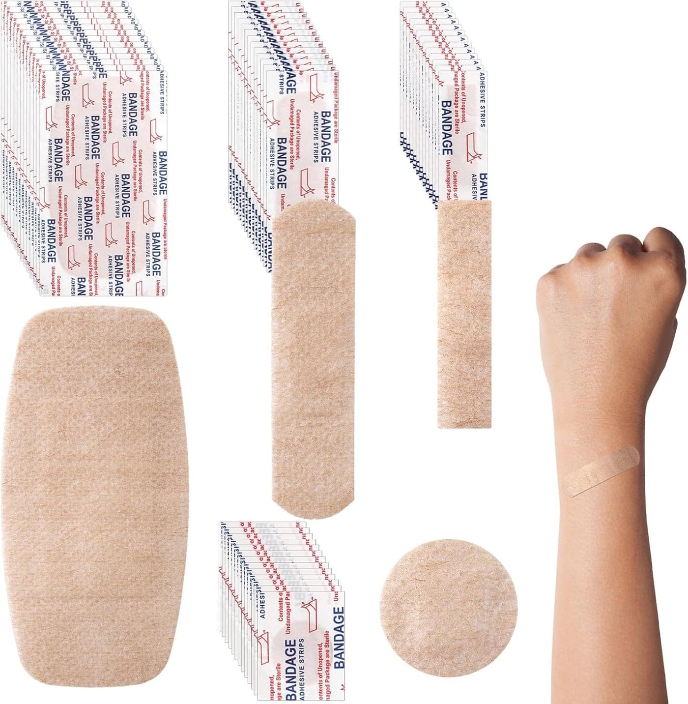 Geiserailie 204 Pcs Silicone Adhesive Bandages Bulk Elderly Painless Removal Silicone Bandages Painless Removal Flexible Fabric Bandages for Sensitive Fragile Skin Delicate Wounds