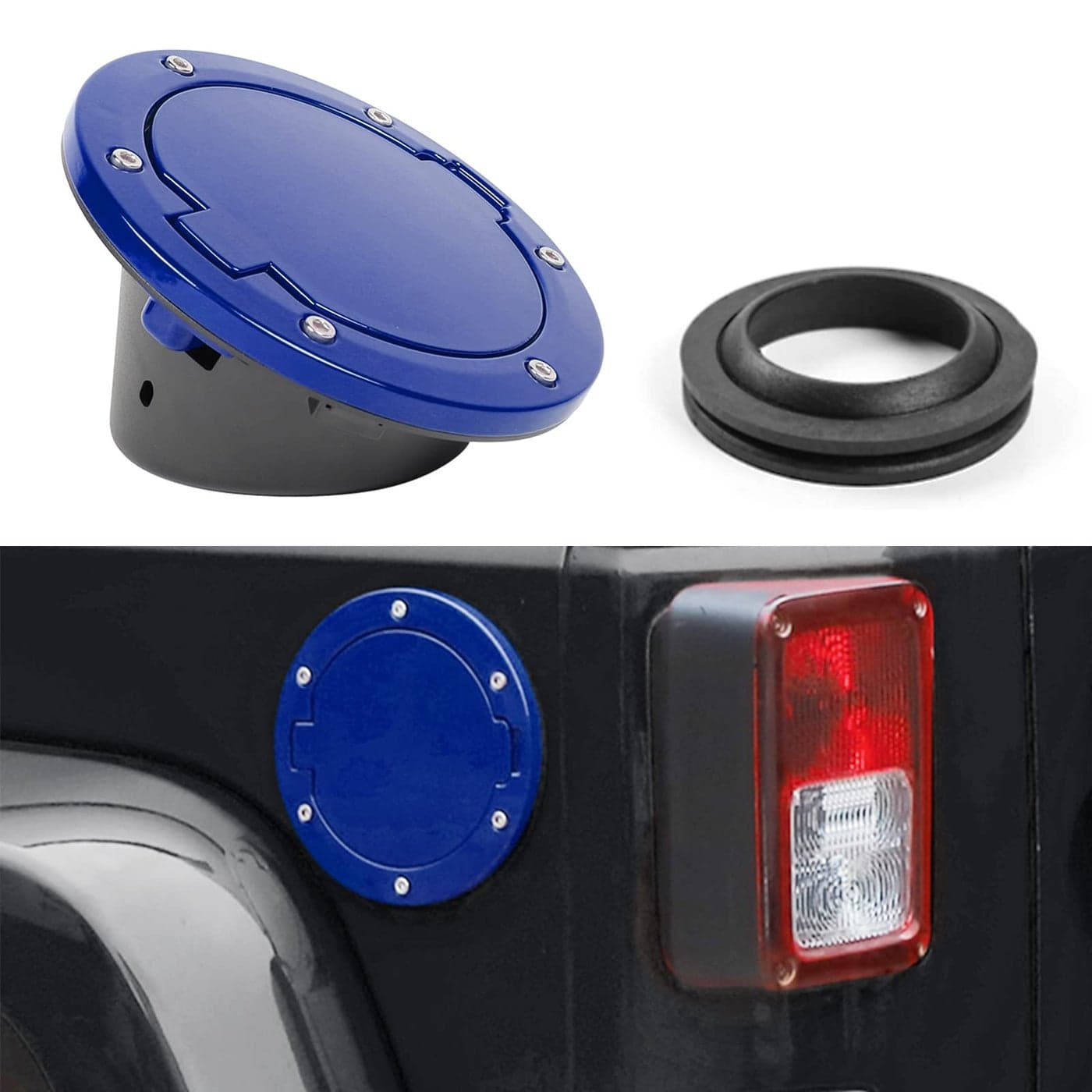 JeCar JK Fuel Filler Cover Gas Cap Aluminum Alloy Gas Tank Door Exterior Accessories for Jeep Wrangler 20072018 JK JKU Blue