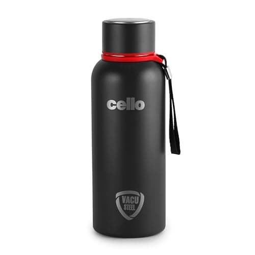 Cello Duro Kent Insulated Stainless Steel Flask Water Bottle for Daily Use 550 ml, Black | ISI Certified Double Wall Vacuum Insulated 24 Hours Hot & Cold Thermos Water Bottle for Office, Gym & Travel