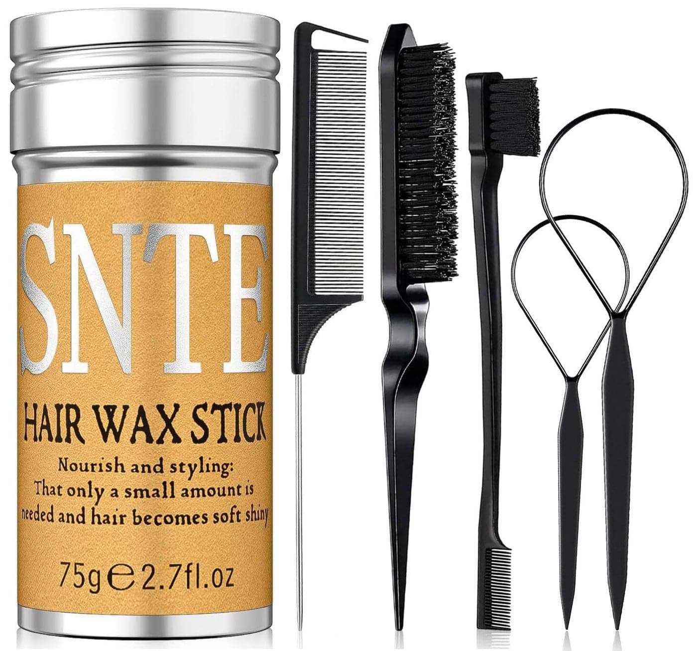 Hair Wax Stick Slick Back Hair Brush Set 6PcsWax Stick for Hair FlyawaysSlick Stick for Smooth Edge FrizzHair Bun AccessoriesNongreasy Topsy Tail Hair Tools for WomenKids Teen Girls
