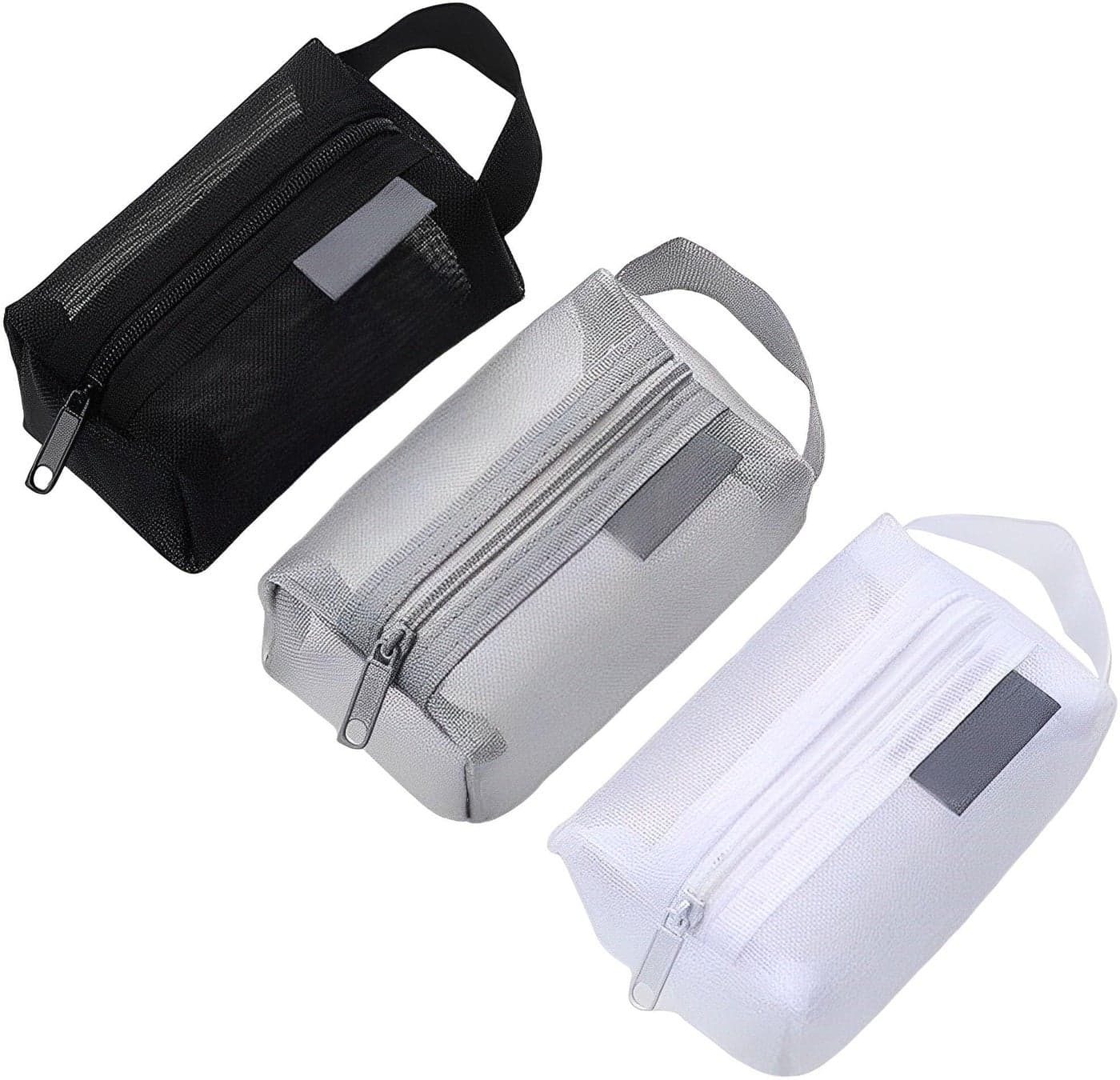 MTRoyaldia 3pcs Portable Square Mesh Storage Data Cable Case Mini Key Box,Wired Headphone Organizer, Zippered Mesh Cosmetic Bag, Coin Purse Travel Carry Pouch