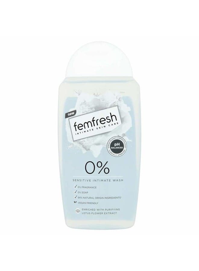 Intimate Skin Care 0% Wash, 0% Fragrance, 0% Soap, 94% Natural Origin Ingredients, Vegan Friendly, Made with Lotus Flower Extracts, pH & Microbiome Balanced, 250ml