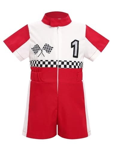 IMEKIS Baby Race Car Driver Fast One First Birthday Outfit Boy Girl Baby Racecar Suits Racing 1st Birthday Smash Cake Photoshoot Race Car Jumpsuit Toddler Red 1 912 Months