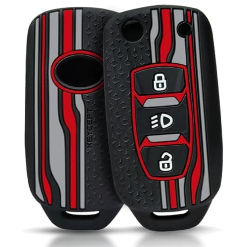 KEYCEPT Tristar Key Cover for Tata Tiago | Nexon | Altroz | Punch | Tigor | Zest | Curvv | Hexa | EV and Facelift for 3 Button flip Key. (Black)