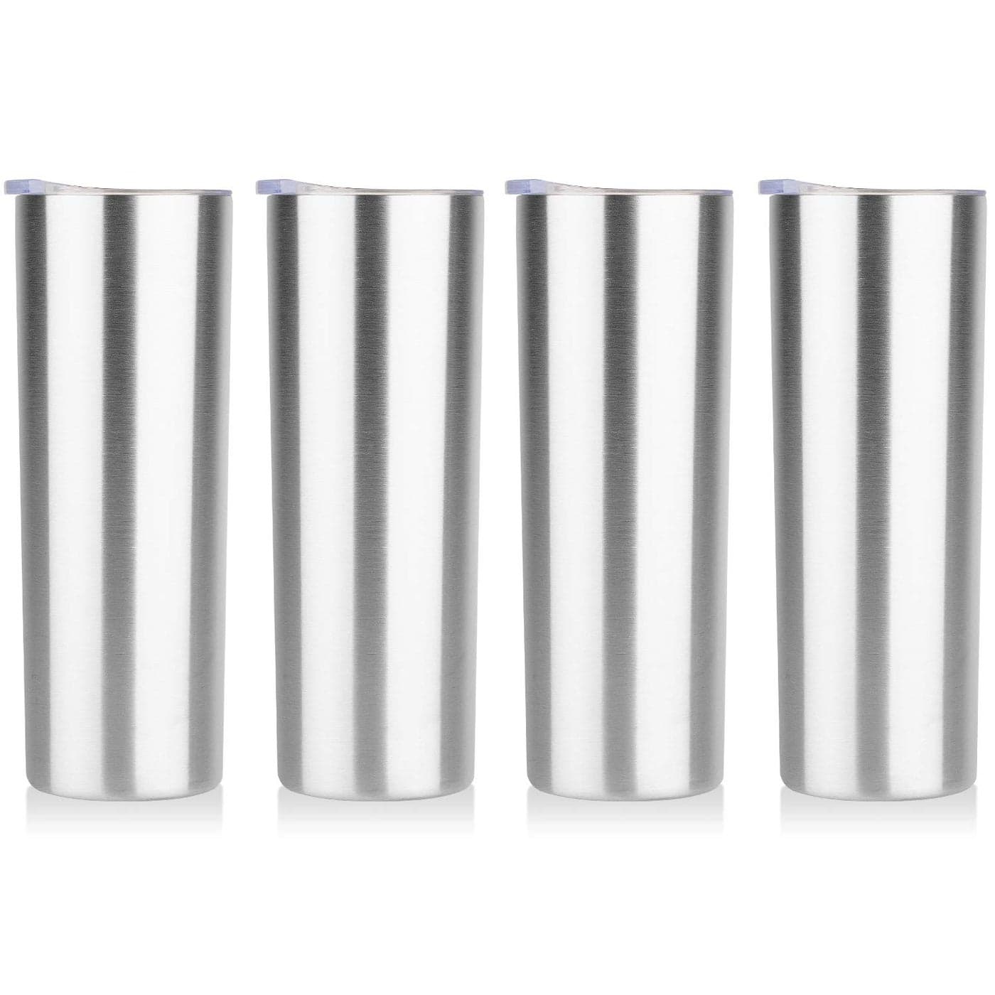 HASLE OUTFITTERS 20 oz Skinny Tumblers Bulk Set Stainless Steel Insulated Slim Tumblers with Lids Reusable Double Wall Travel Coffee Mugs Durable Powder Coated Travel Water Cups 4