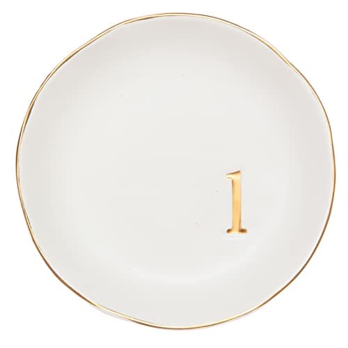 COLLECTIVE HOME - Ceramic Jewelry Tray, Decorative Trinket Dish for Rings Earrings Necklaces Bracelet Watch Keys, Birthday Mother's Day Christmas Gift for Women, 4.75", White Surface (L)