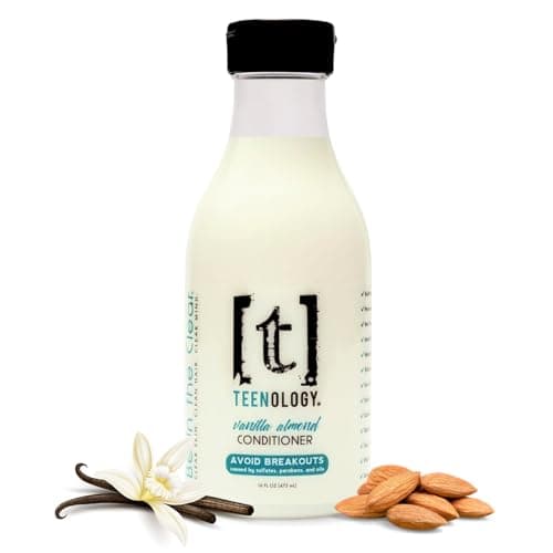Teenology Conditioner for Teens Avoid Forehead and Body Acne Sulfate and Paraben Free Noncomedogenic Natural Botanical Extracts Vanilla Almond 16 oz