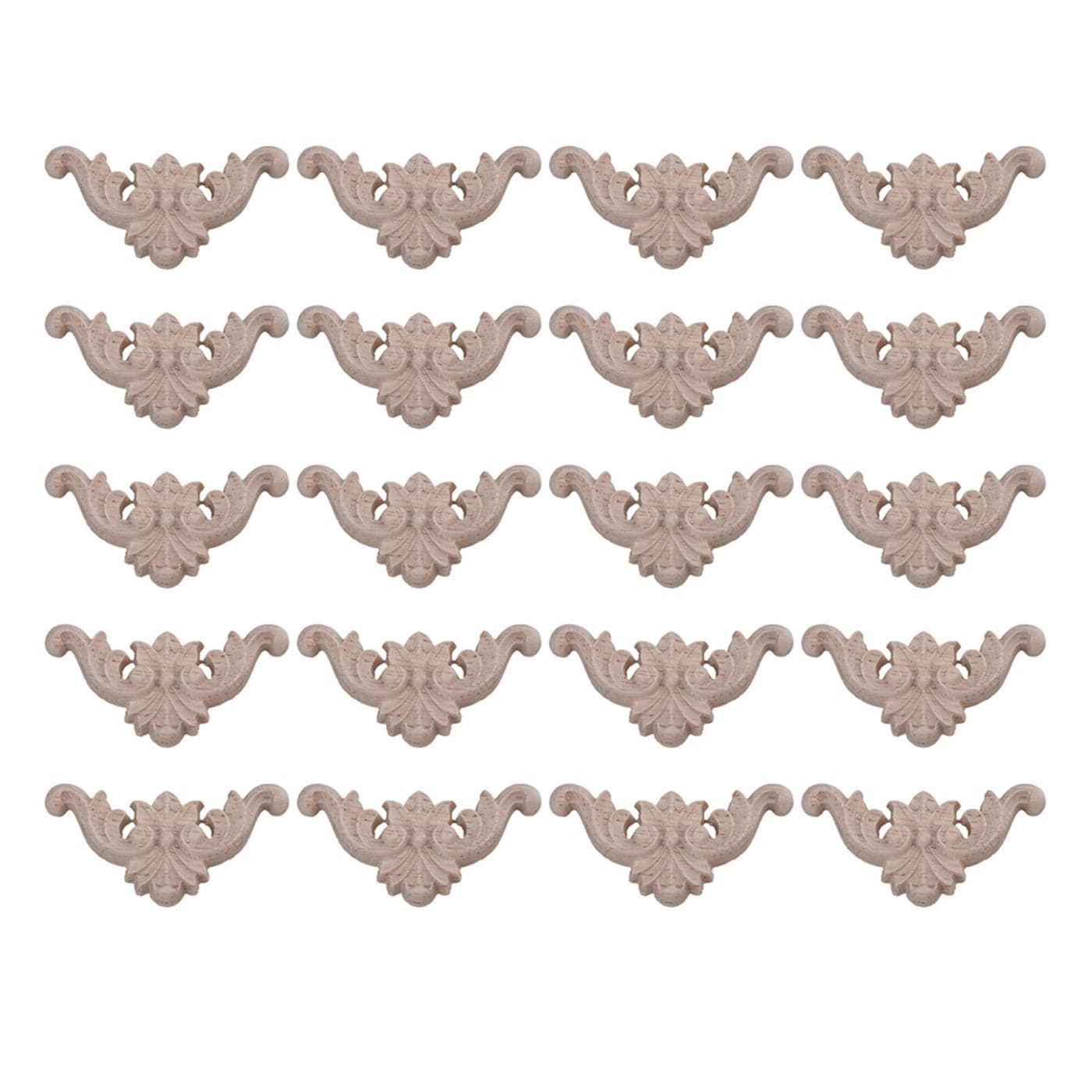 Mxfans Type C-15 Wood Carved Decal Corner Onlay Applique Flower 40x40mm Pack of 20