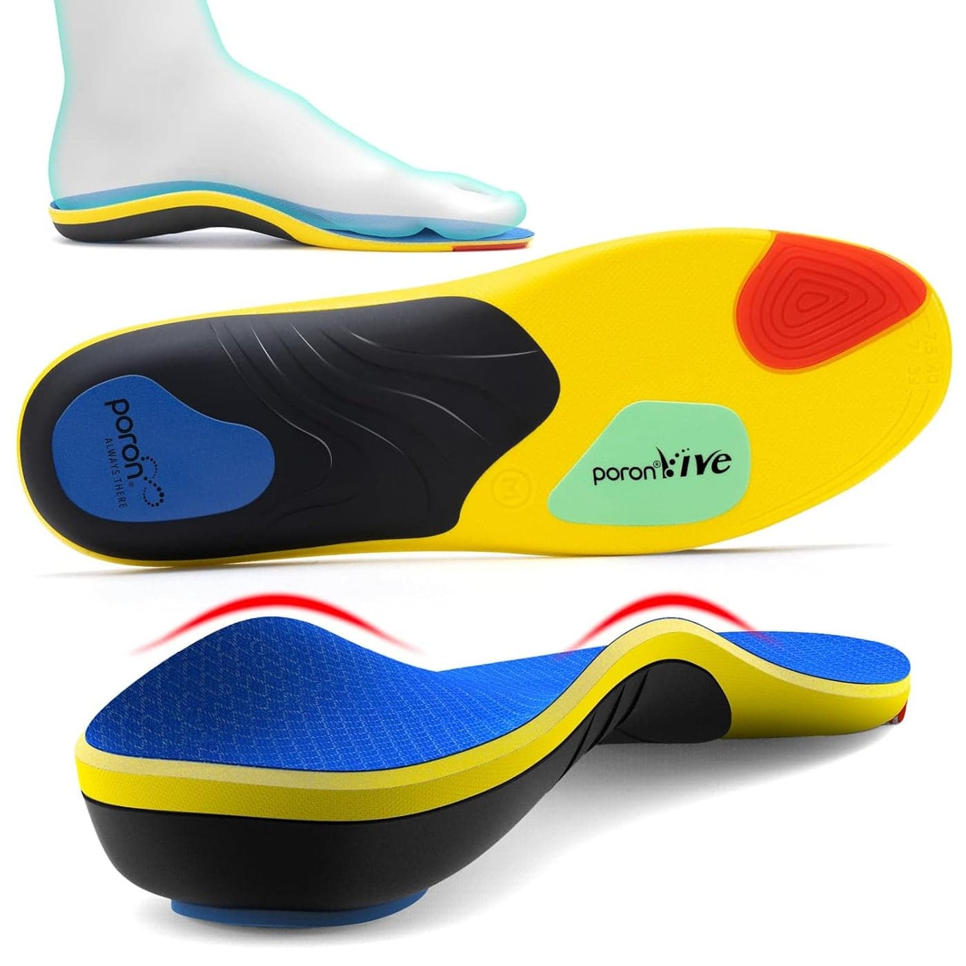 TANSTC Plantar Fasciitis Insoles Heavy Duty Arch Support Insoles Men Flat Feet Orthotic Shoe Inserts for Women Foot Heel Pain Relieve Shock Absorption Sport Inserts Work Boot Shoe Insoles,L