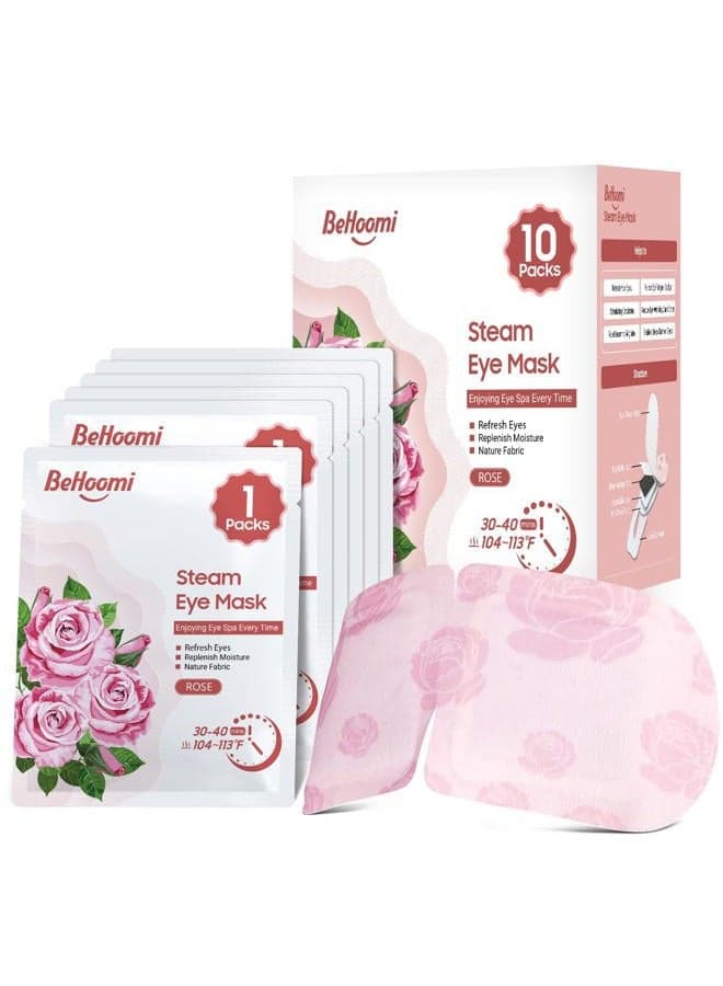 Steam Eye Mask, 10 Packs Heated Eye Mask, Self Heating Disposable SPA Warm Compress for Eyes Sleep Mask, Soothing Moist Heat Eye Masks, Travel Essentials & Relaxation Gifts (Rose Scent)