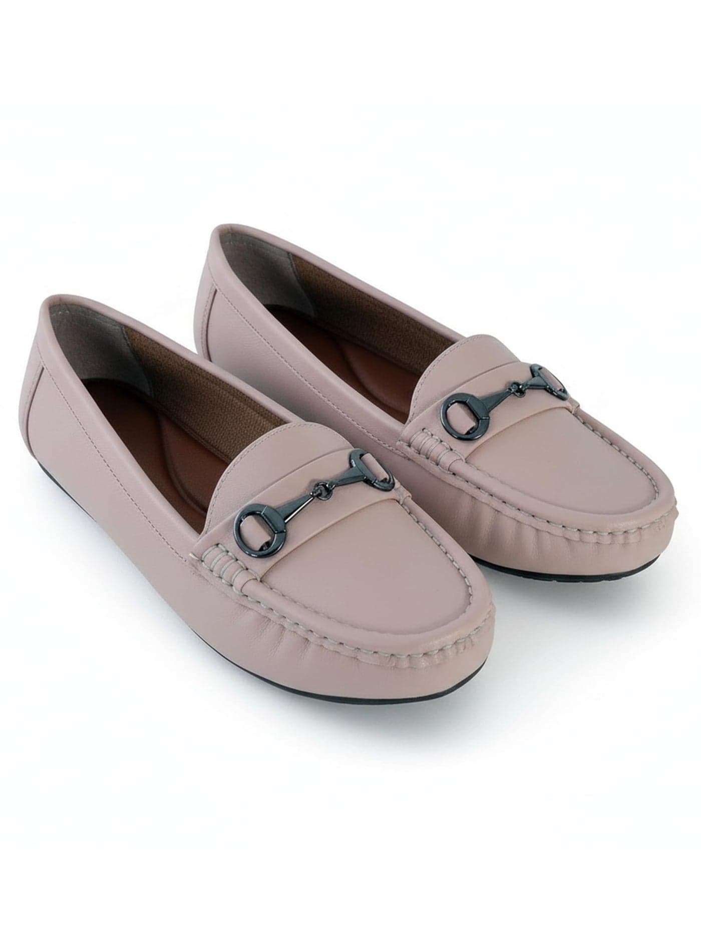 Pluxh Women’s Classic Ballet Flats with Metal Detail | Soft Padded Slip-On Shoes | Lightweight Comfort Footwear | Flexible Sole | Office, Casual 6 UK Cream