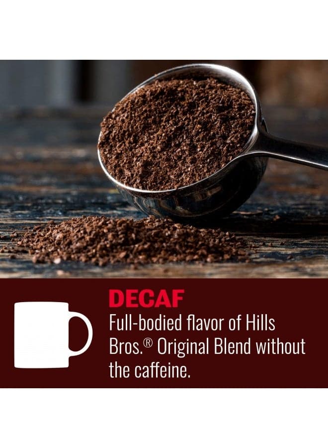 Hills Bros Decaf Original Blend Ground Coffee, Medium Roast, Caffeine Free, Full-Bodied Classic Rich Taste, 23 Oz