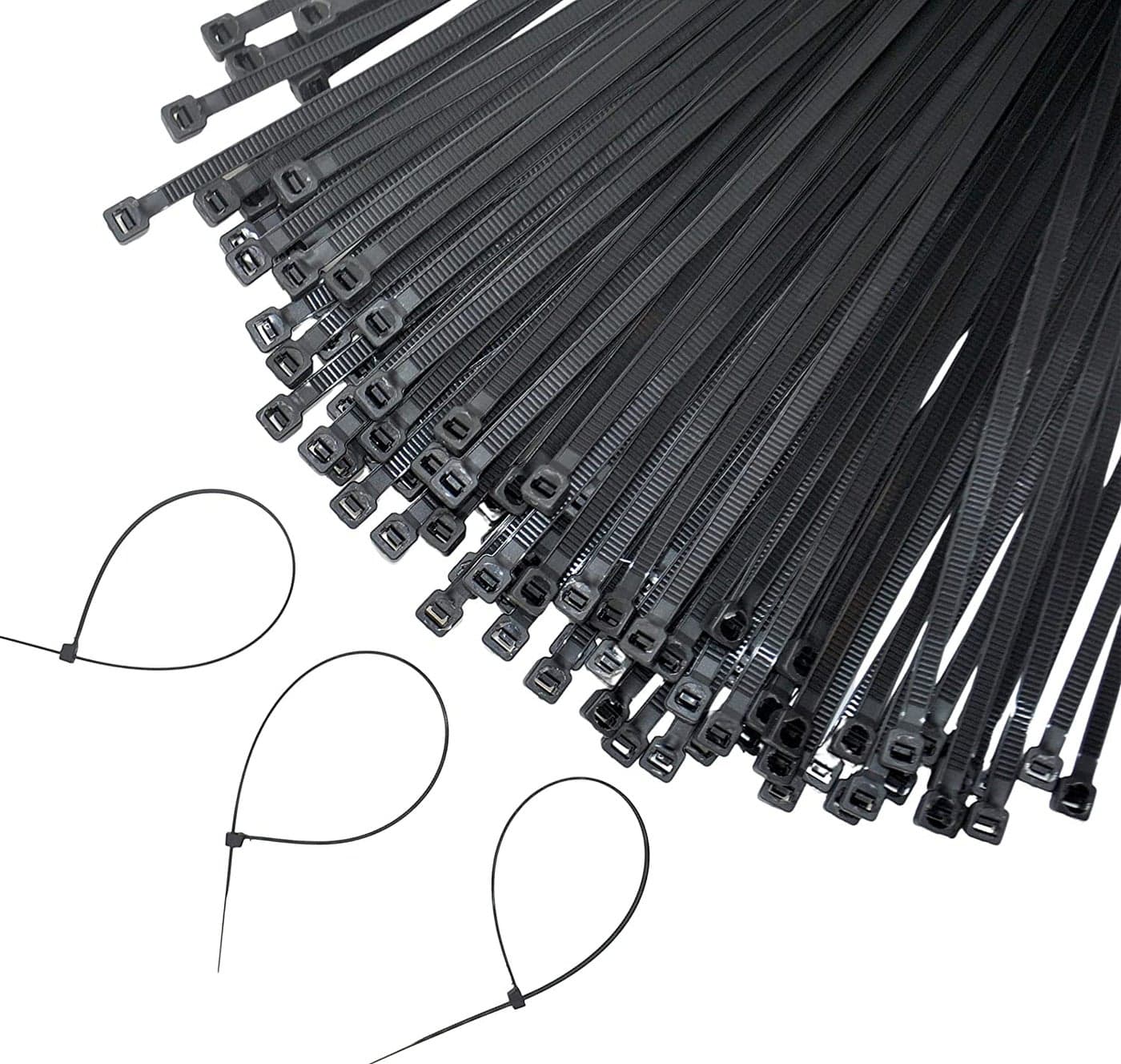 GLOBOMOTIVE Nylon Cable Ties, Self-Locking Wire Fasteners, Teeth Grip Zip ties, Heavy Duty, Adjustable, Weather & Heat Resistant, Indoor & Outdoor (Pack of 100) (Black, 150 mm X 2.5 mm)