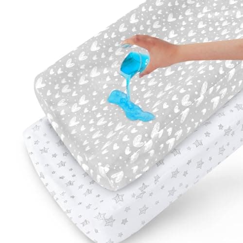 Waterproof Changing Pad Cover 2 Pack 100 Cotton Change Table Cover Sheets Ultra Soft Unisex White Grey Star Print