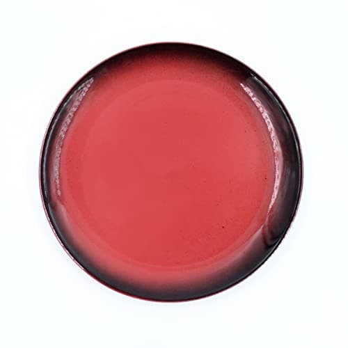 TurkCeramics 17 cm Porcelain Snack Plate– Round Ceramic Pasta Plate, Side Dish, Dessert Plate for Dining & Serving– Microwave Safe, Glazed Red/Black Turkish Tableware by OMKAR International