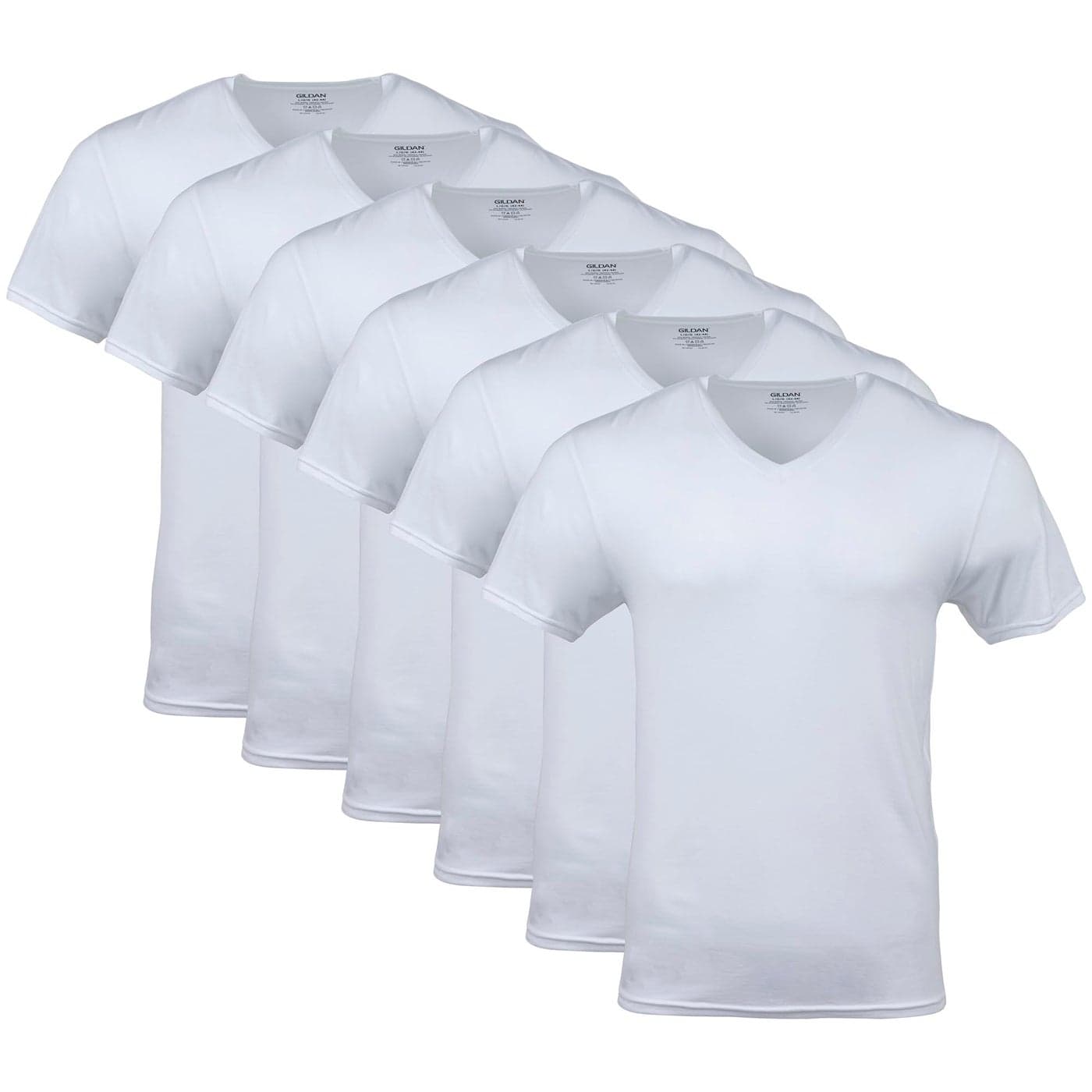 Gildan Men's V-Neck T-Shirts, Multipack, Style G1103, White (6-Pack), Medium