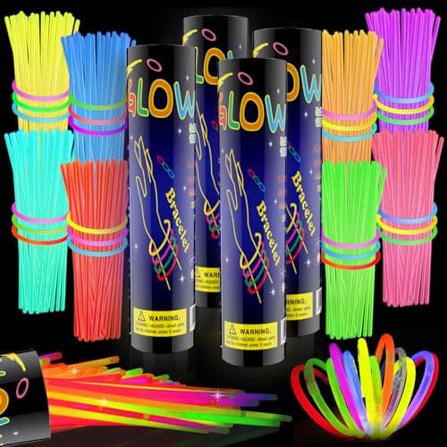 HONLYNE 400 Pcs Glow Sticks Bulk Party Pack 8 Glow in the Dark Party Supplies Glow in the Dark Light Up Sticks with Connectors Party Favors for Birthday Concert Raves Halloween Christmas