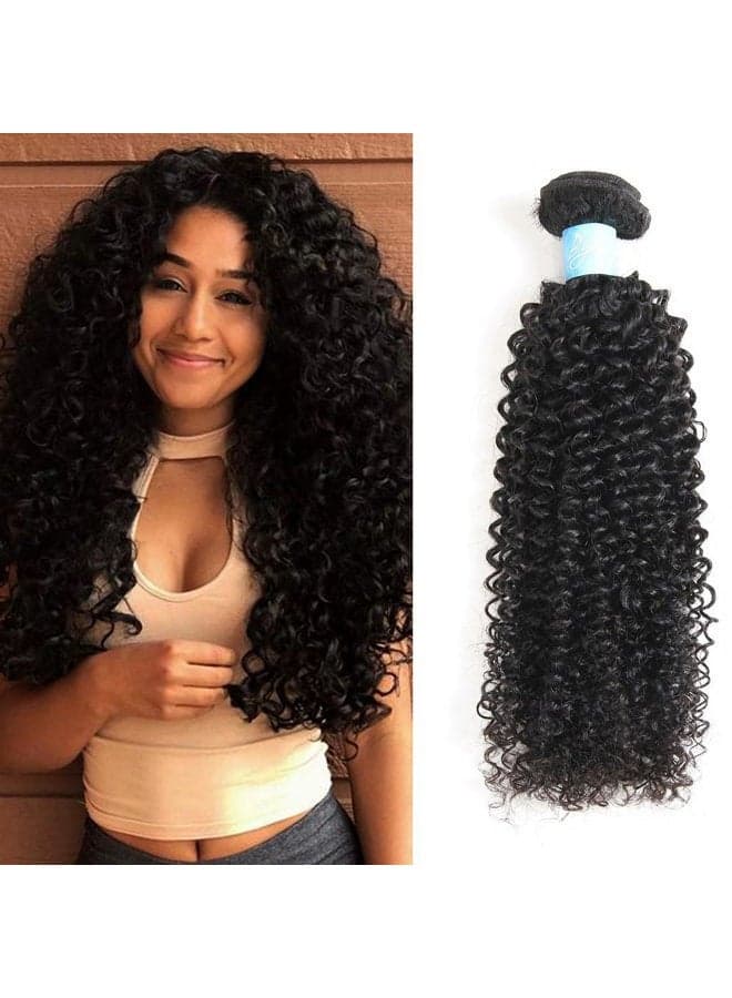 7A Mongolian Virgin Kinky Curly Human Hair Bundles Extensions 3 Bundles Unprocessed Curly Weave Natural Black Hair(10/12/14 Inch)