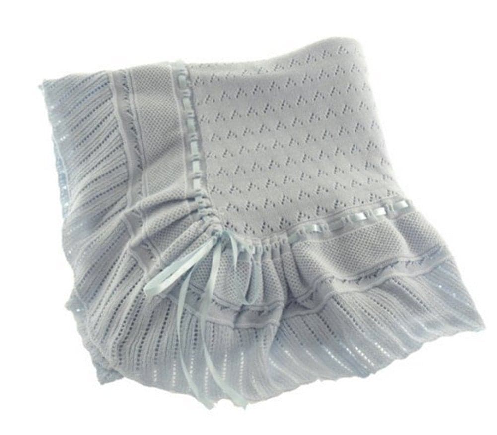 Feltman Brothers Blue Knit Shawl Blanket Baby Boy Blue
