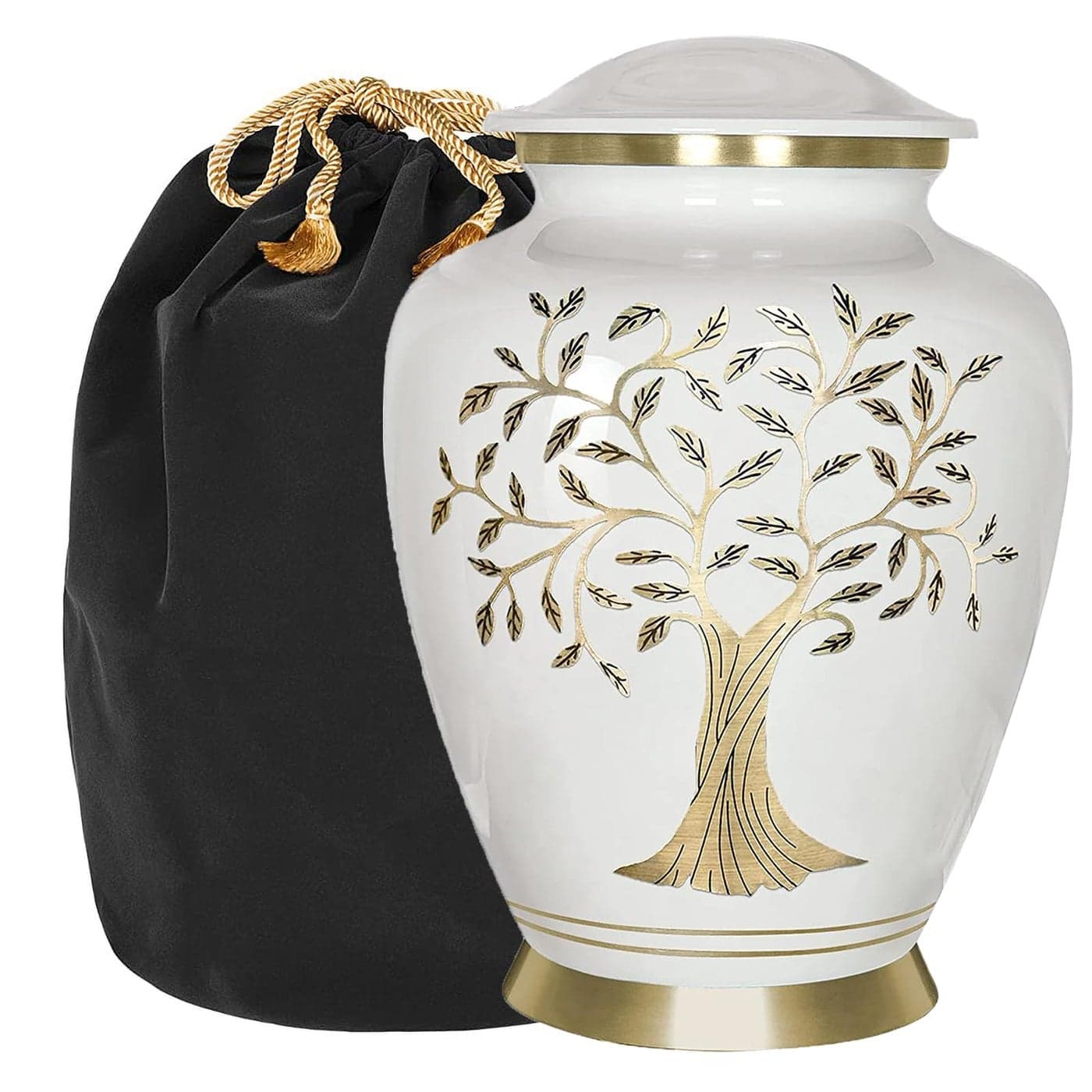 Trupoint Memorials Cremation Urns for Human Ashes Tree of Life Decorative Burial Urn for Adult Men and Women Large White