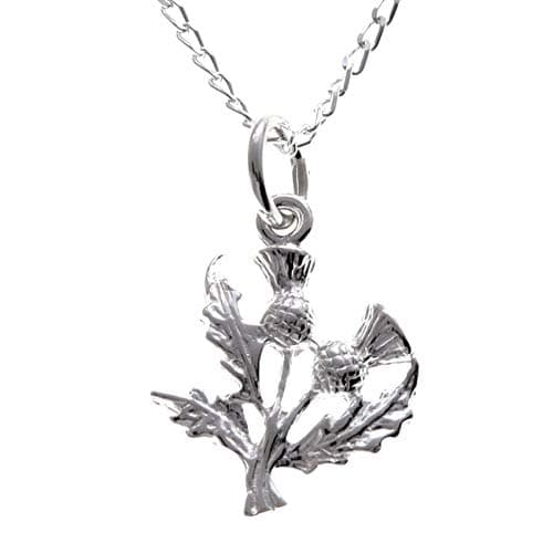 Alexander Castle 925 Sterling Silver Scottish Thistle Necklace - 15mm x 15mm Pendant with 18" Silver Chain & Jewelry Gift Box - Scottish Gifts for Women