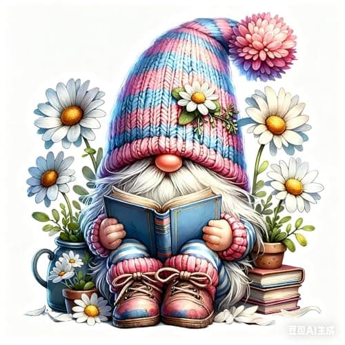 Gnome Stamped Cross Stitch Kits for BeginnersBook Needlepoint Counted Cross Stitch Kits for AdultsFlowers Easy Prestamped Boy Pattern Needlepoint Kit Crafts for Home Decor Gifts 14x14 Inches
