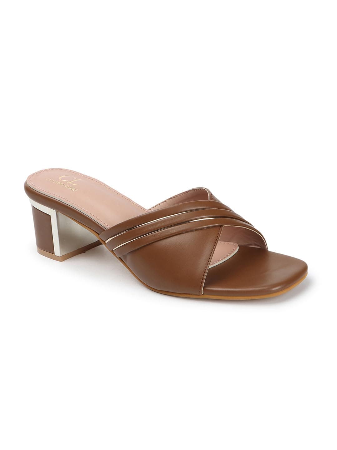 Carlton London Women Brown Comfortable Casual Sandal with Block Heels, Square Toe for Casual and Wear (40)