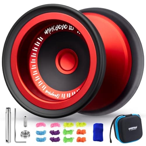 MAGICYOYO V13 DEEPSPIN BiMaterial Yoyo for Kids 812 Dual Purpose Professional Yoyo for All Skill Levels Trick Yo yo with 12 Yoyo Strings Finger Brace Bearing Kit RedBlack Rings