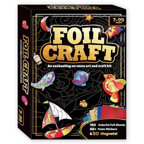 FLUXOJOY Foil Art Craft Kits for Kids Mess Free Fun Activity Set for Child DIY Printing Craft Kit Mothers Day Party Gifts for Ages 4 5 6 7 8 9 10 11 12 and Up Art Travel Toys for Boys Girls
