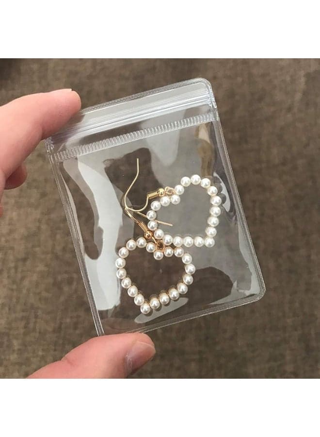 100Pcs PVC Jewelry Pouches Clear Zipper Bags, Anti Oxidizing Earrings Storage Bags for Storage Jewelry Packing Bags