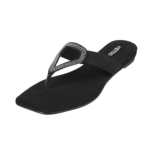 Metro Women Black Suede Ethnic Beaded Slip-on UK/8 EU/41 (32-588)