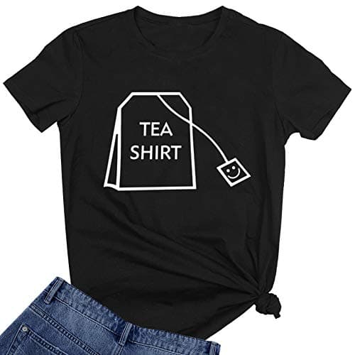 BLACKOO Teen Girl Funny T Shirts Women Cute Tops Junior Graphic Tee Black Large