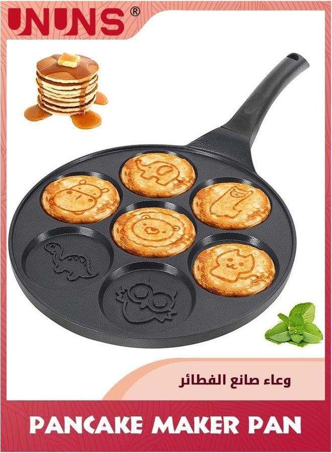 Pancake Pan,Nonstick Griddle Maker With 7 Holes Animal Molds,Breakfast Pan For Pancake,Blinis,Omelettes,Fried Eggs