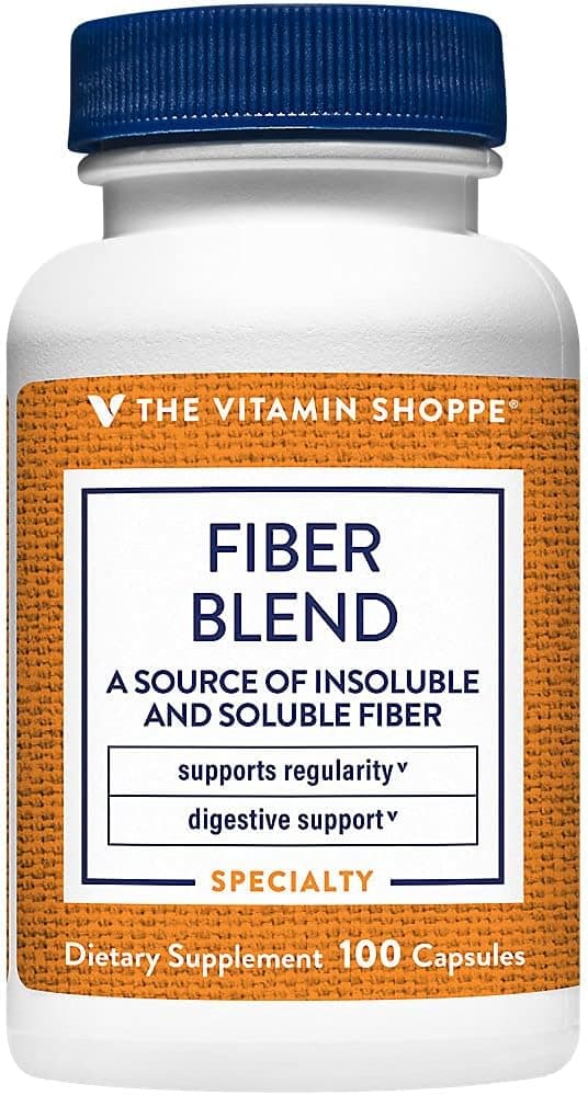 The Vitamin Shoppe Fiber Blend A Natural Source of Insoluble and Soluble Fiber Supports Digestive Health Regularity 100 Capsules