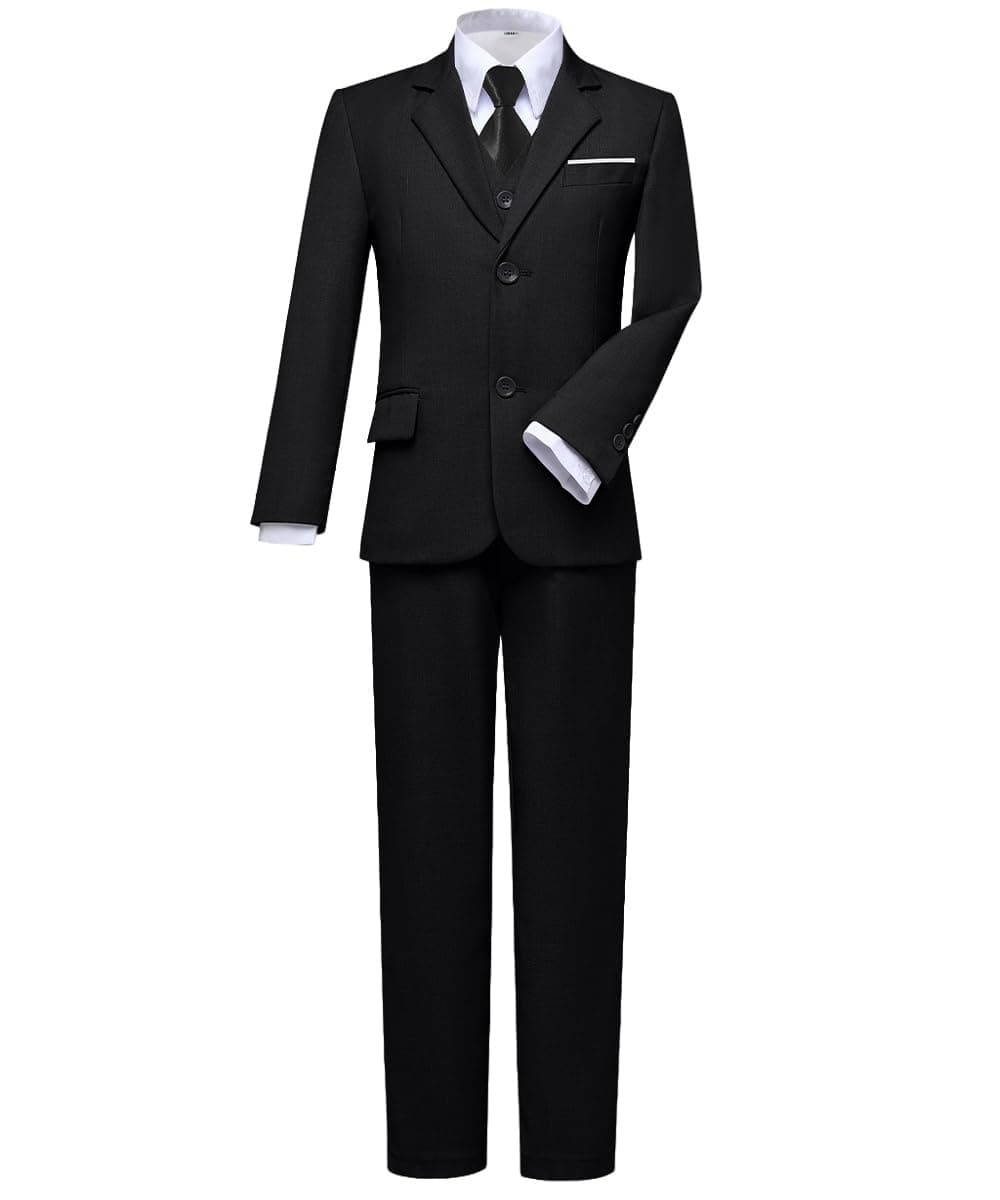 Visaccy Kids Suits for Boy Toddler Wedding Outfit Slim Fit Formal Wear Black Boys Suit Size 10