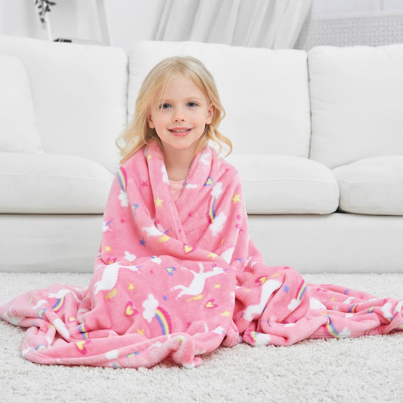 Softan Unicorn Blanket for Girls Kids Throw Blanket for Boys and Girls Soft Cozy Flannel Cute Pink Unicorn Blanket for Sofa Couch Bed Christmas Birthday Gift for Kids Toddler 50x60 Inches