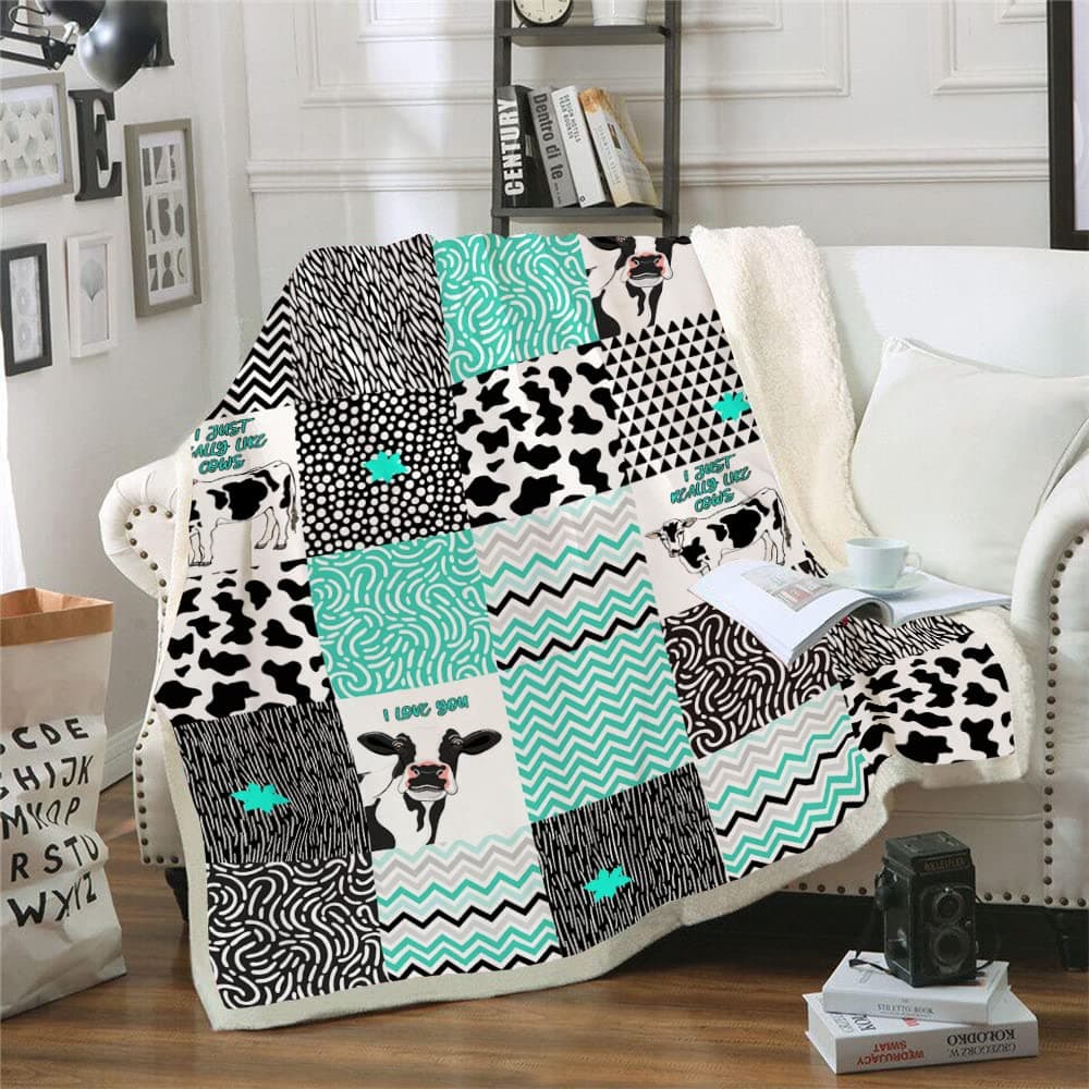 Cow Decor Bedding Throw Soft Print Queen Size Blanket for Girls Women Valentines Day Gift 60x80 cow3