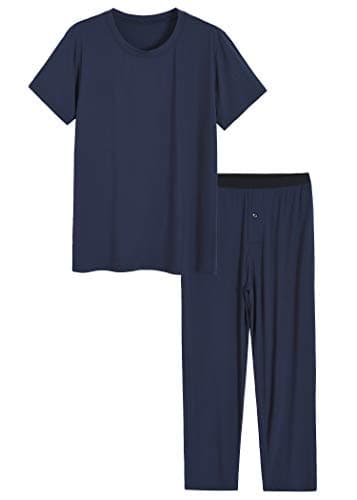 Latuza Men's Viscose Pajamas Set Shirt and Pants with Pockets XXL Navy