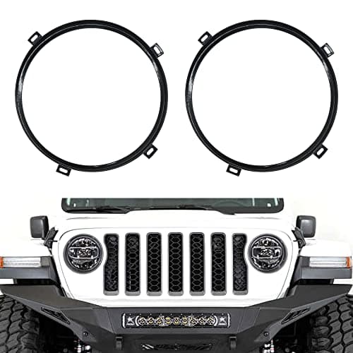 HiSport 7 Round Headlight Mounting Bracket Ring Premium Matte Black Headlight Retainer Ring Compatible with Jeep Wrangler JK 20072017 2Pack
