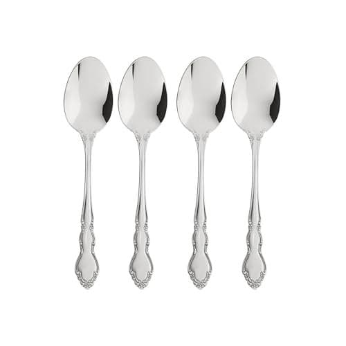 Oneida Dover Fine Flatware Teaspoons, Set of 4 , 18/10 Stainless Steel, Silverware Set, Dishwasher Safe